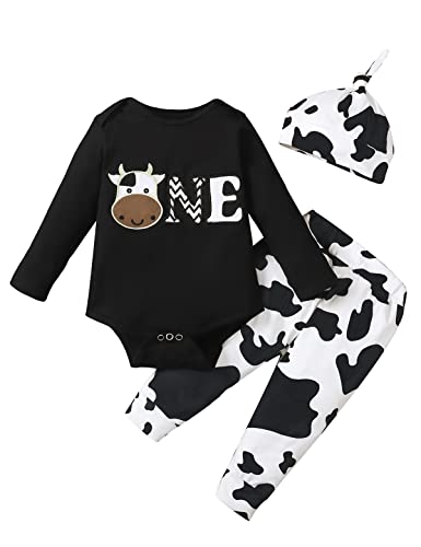 Detigee Baby Boy First Birthday Outfit Infant One Year Old Clothes Baby Cow Outfit (Black,12-18 Months) #TOP3