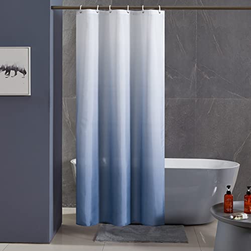 Furlinic Rideau de Douche Anti Moisissure Tissu Lavable 100x200cm Long Rideau de Bain Imperméable en Polyester avec 6 Crochets de Rideau Douche Original Bleu...