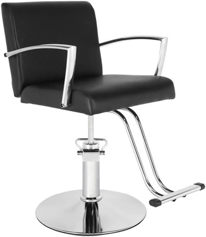PVC Load-Bearing 150kg Leather Round Iron Base Heightened Small Oil Pump Barber Chair Black