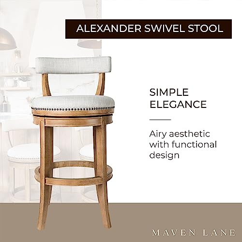 Maven Lane Alexander Low-Back Kitchen Swivel Stool, Weathered Oak, Bar Height #TOP4