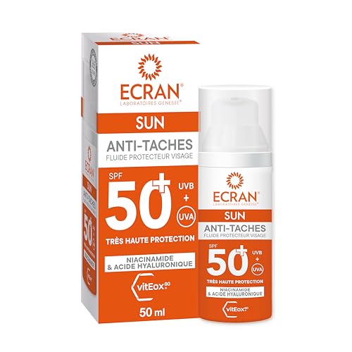 ECRAN® - Crème Solaire Visage - Haute Protection - Technologie vitEox80 - Vitamine E - Niacinamide - Protection UVA, UVB, Coups de Soleil - Protection Solaire SPF50+ - Bronzage Naturel - Anti Taches