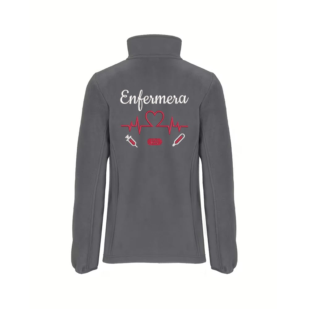 Forro Polar Bordado Mujer Personalizado. Modelo LÍNEA DE Vida-CORAZÓN. Ideal para Sanitarios. Regalos Personalizados. con Cremallera y Bolsillos. Regalos TPMAS.