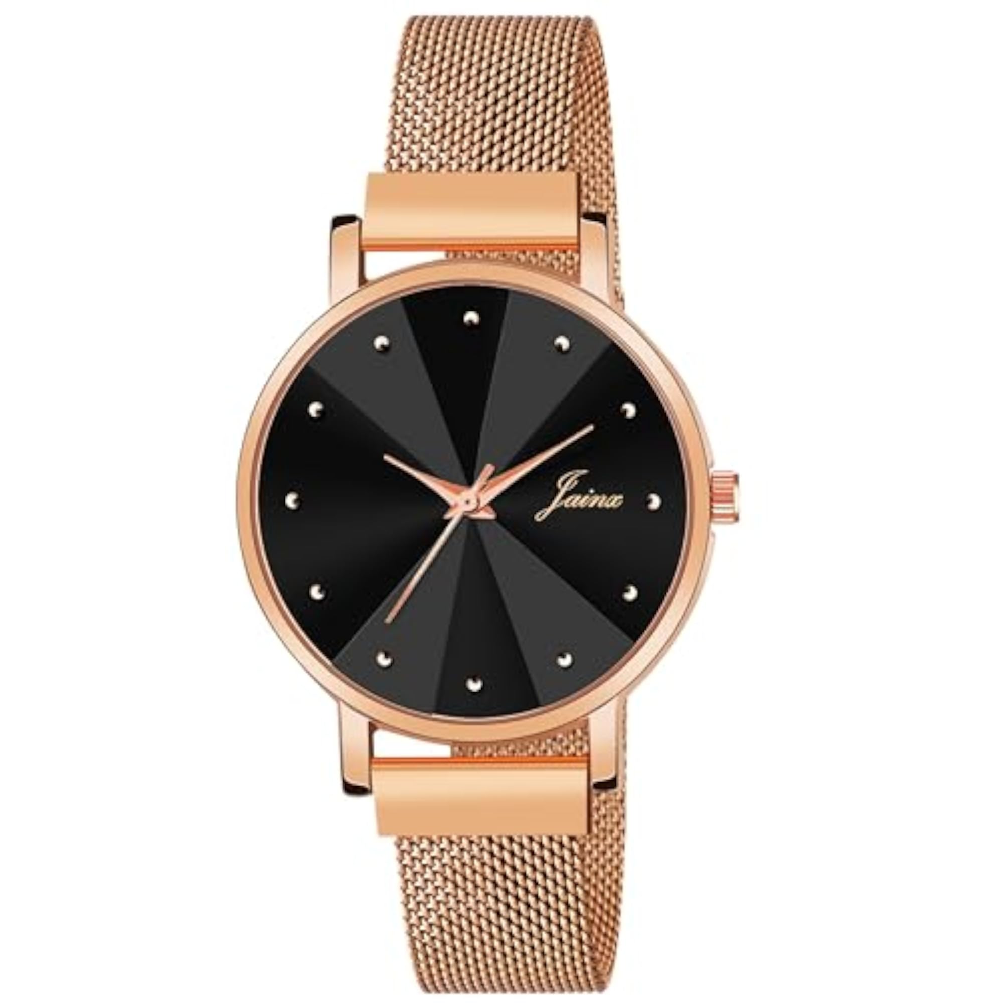 Women's Rose Gold Color Mesh Chain Analog Wrist Watch