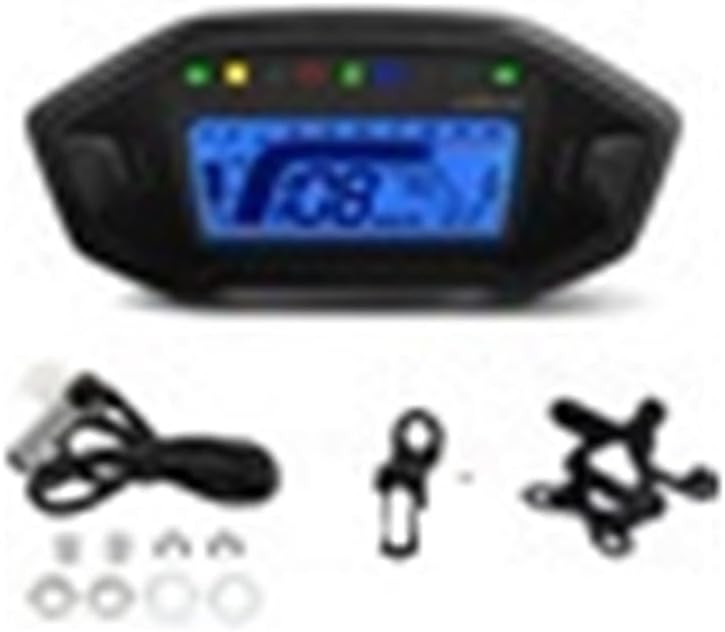 Motorcycle Speedometer Gauge Motorcycle Digital Tachometer Instrument Dashboard Panel Display 10000RPM for 2-4 Cylinder 7 Colors