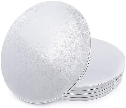 Miss Bakery's House® Cake Drum - Bęben do ciasta - 12 mm - Ø 20 cm - srebrny - 5 sztuk - stojak na ciasto - talerz - gruby - mocny - powlekany - okrągły