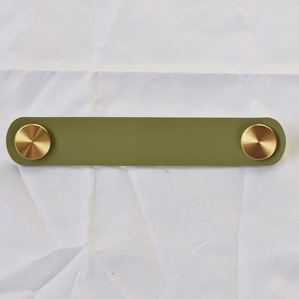 Bouton en laiton et cuir olive pour rehausser vos meubles chic