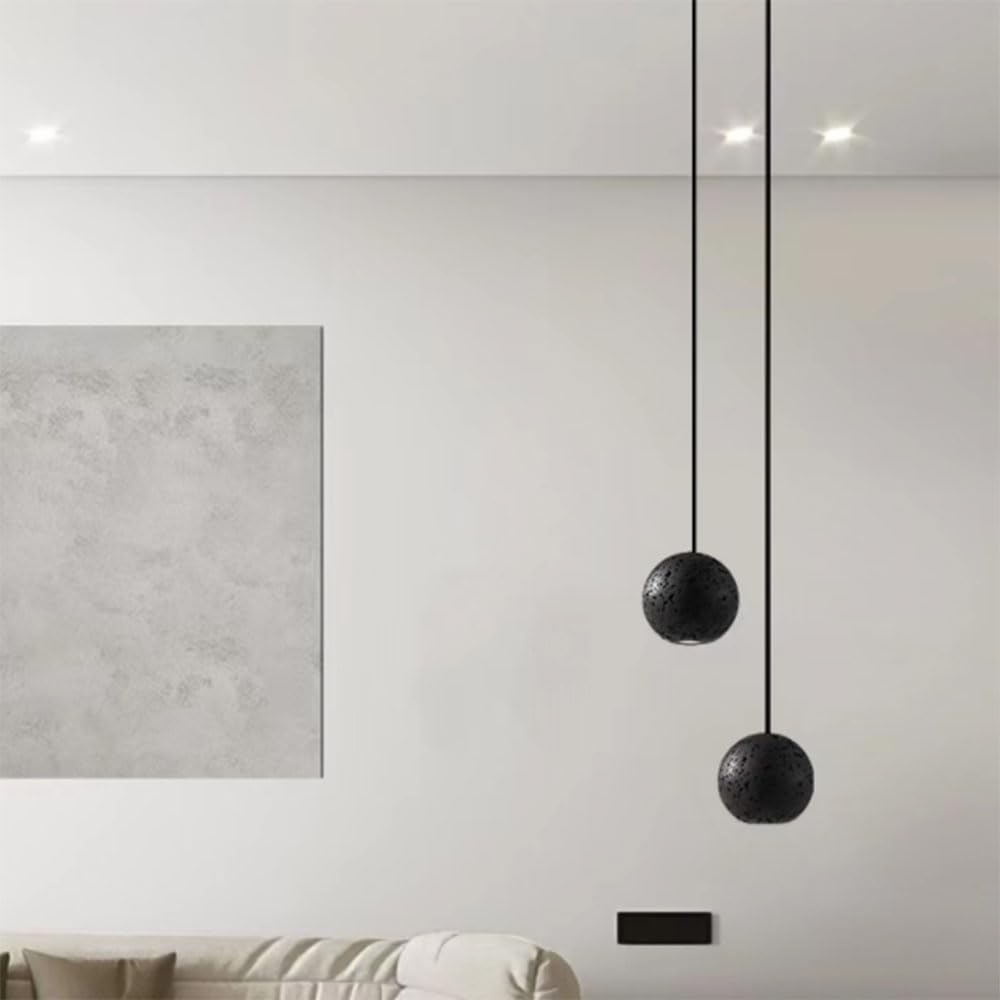 Nordic Changing Lamps Creative Lity Adjustable 12 w Led Droplight,Minimalist Black Cave Stone Chandelier,Bedside Bedroom Living Room Dining Kitchen Island Small Light