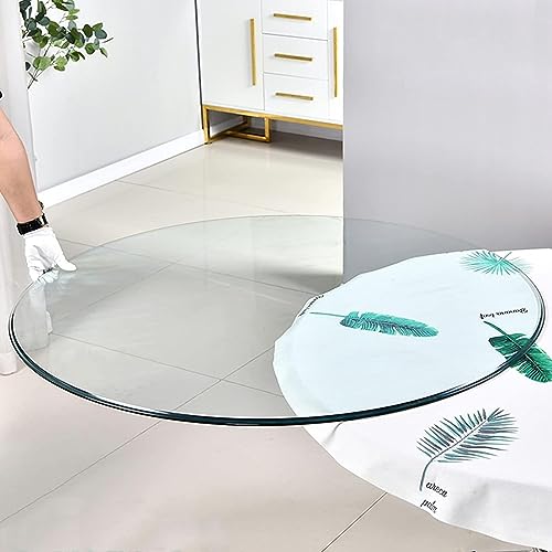 Runde Tischplatte aus gehärtetem Glas für den Esstisch im Freien, wetterfest und 70 x 80 cm, DIY-Glasplatte, klare Farbe