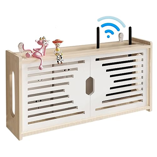 PPGE Home Wand WLAN-Router Aufbewahrungsbox WiFi-Rack: Dekorative Wandmontage Ablagefläche, Platzsparende Lösung für Router, Kabel und Kleingeräte
