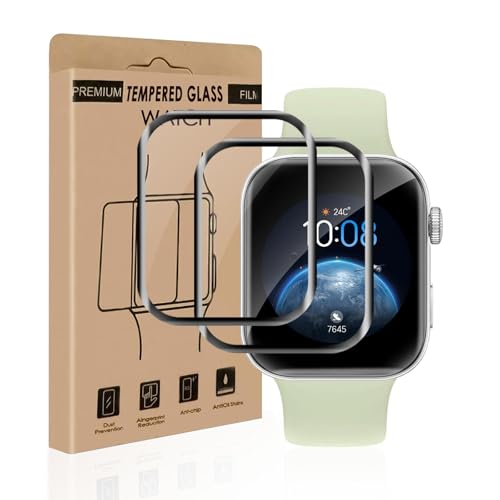 Carantee 2 Stück für Panzerglas für Huawei Watch Fit 3 Schutzfolie HD-Klar 100% Touchgenauigkeit Frei von Kratzern Unzerbrechlich Anti-Schmutz Anti-Staub Anti-Öl Huawei Fit 3 Displayschutzfolie