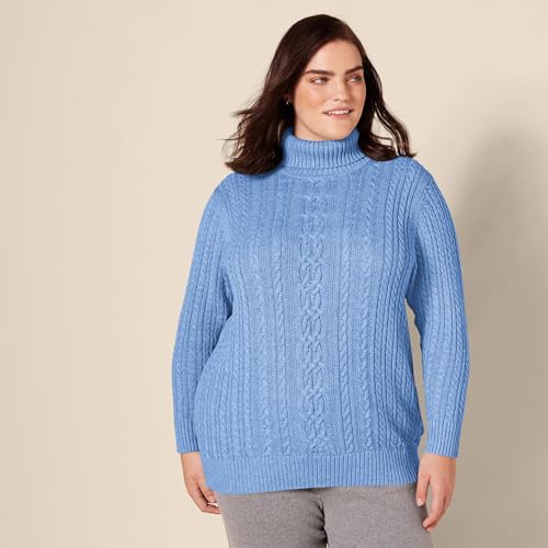 Image of Amazon Essentials Women's Long Sleeve Fisherman Cable Knit Turtleneck Sweater (Available in Plus Size)