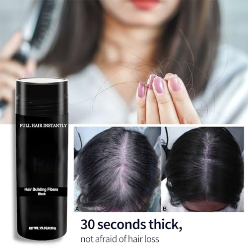 Hair Fibres Black, Thick Fiber Hair Fibres for Instant Thicking Hair Building Fibres For Men & Women - Image 2