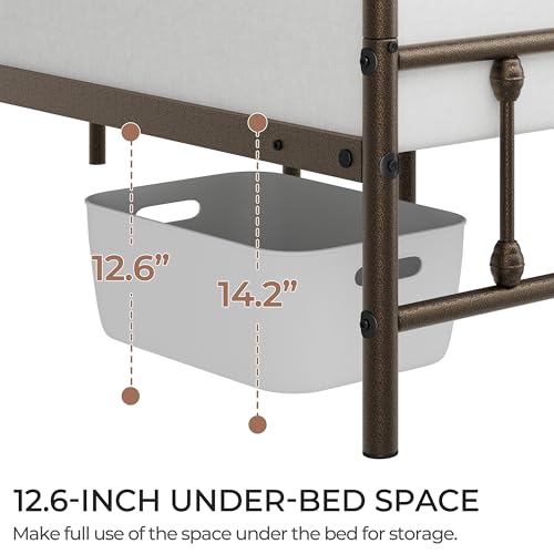image for Yaheetech Classic Metal Platform Bed Frame Mattress Foundation with Vi