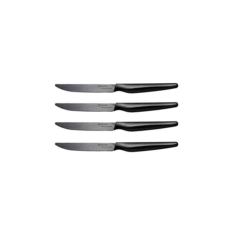 Kyocera 4-piece Ceramic Steak Knife Set, 4.5" Black