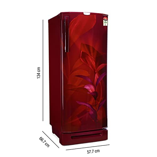 Image of Godrej 210 L 5 Star Inverter, Jumbo Vegetable Tray Direct Cool Single Door Refrigerator Appliance With Base Drawer(RD EDGEPRO 225E 53 TDI MN WN, Marine Wine)