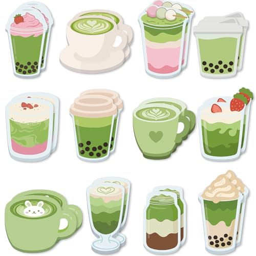 Image of Thenshop 24 Pads Cute Matcha Sticky Notes 720 Sheets Green Self Sticky Notepads Green Tea Memo Pads Matcha Lover Gifts for Back to School Teacher Student Supplies Office Home Products