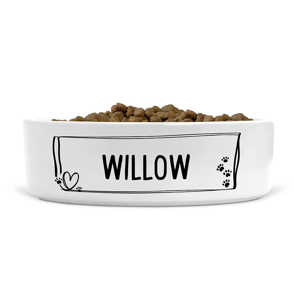 Personalised Elegant Minimalist Dog Paw Ceramic Pet Bowl - Suitable for Food and Water - Dishwasher Proof - Small Bowl