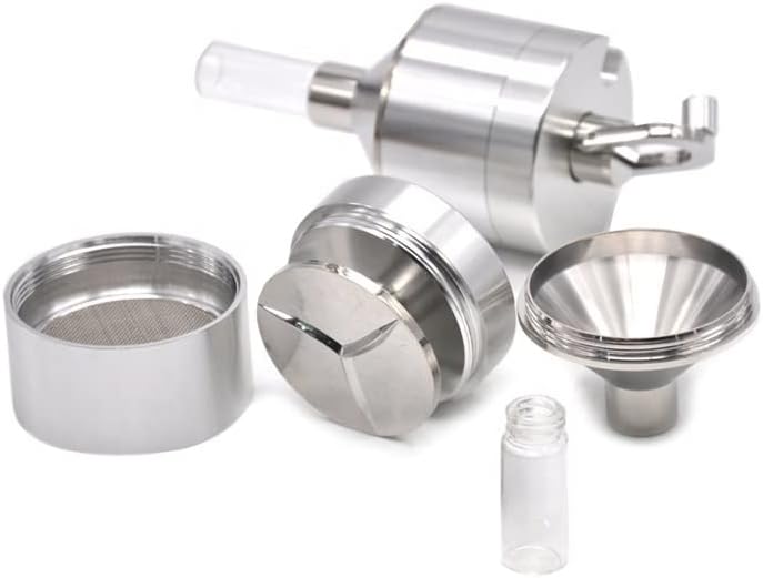 iSnuff Powder Grinder Spice Hand Mill Funnel with Glass Vial | Spices Herbs Pills Grinder Ultra-fine Grinding Metal Crusher