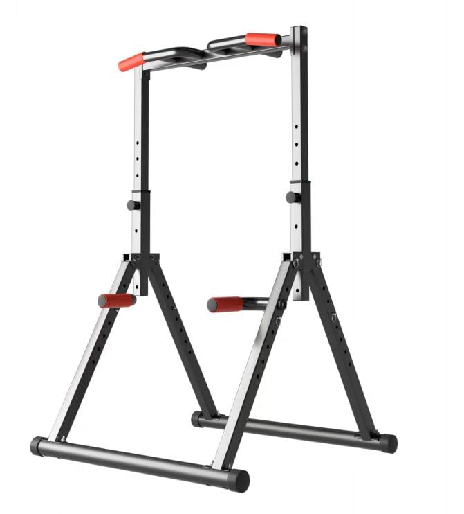 Image of Foldable Power Tower Pull Up Bar Station, Multi-function Stable Pull Up Dip Station for Home Gym Strength Training Equipment