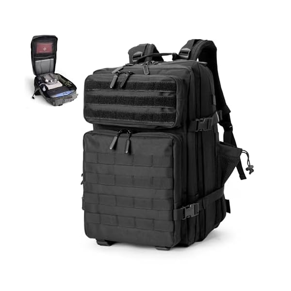 45L LUPU TACTICAL Backpack for Men and Women 3 Days Assault Pack Outdoor Travel Hiking Camping Rucksack with Molle Webbing (Black)
