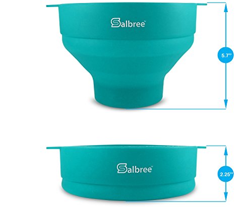The Original Salbree Microwave Popcorn Popper, Silicone Popcorn Maker, Collapsible Bowl BPA Free (Aqua)