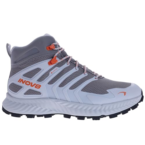 inov-8 Men's Roclite Mid GTX Hiking Shoe, Grey/Light Grey/Orange, 8.5