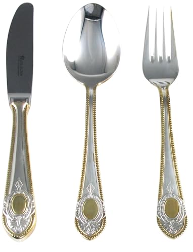 Cubertería de Lujo Toscana Royal (18 Piezas), Acero Inoxidable 18/10 Plata y Oro, Juego de Cubiertos para 6 Personas, Set Elegante para Bodas, Navidad, Celebraciones y Regalos