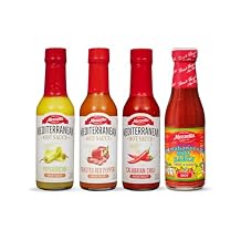 Mezzetta Hot Sauce Variety Pack Medium/High Heat - Includes Peperoncini, Roasted Red Peppers, Calabrian Chili, CA Habanero - Non-GMO, Hot Sauces for Sandwiches, Tacos and Chicken - 5 fl. oz. Pack of 4