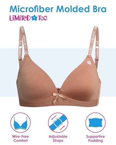 Limited Too Girls' Training Bra - 6 Pack Microfiber Molded Bra, Satin Bow (A Cup/B Cup)2