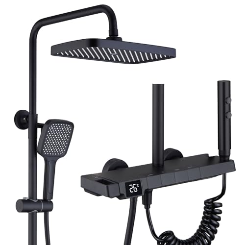 Système de douche thermostatique anti-brûlure à touches piano et robinet carré