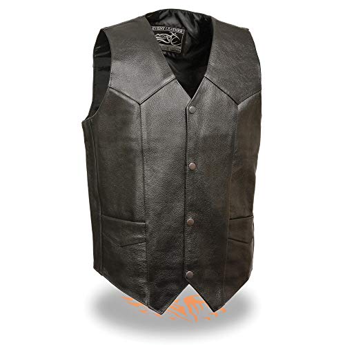 Event Biker Leather Men's Promo Grade Basic Leather Vest (Black, XXX-Large)