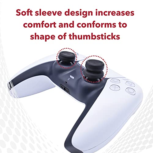 Setex Gecko Grip, 1 High Rise + 1 Low Rise Thumbstick Grip Covers, for PlayStation PS5, PS4, Xbox One, Switch Pro, Steam Deck, Anti-Slip Microstructured Analog Stick Thumb Grips, Black, Covers Only - Thumbnail 4