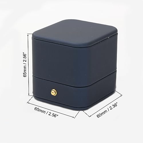 Bleu velours boîte bague résolvant le problème de présentation pour demande en mariage - 3