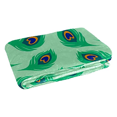 Couverture douce et chaude de lit motif paon vert, plaid d'exception - 3