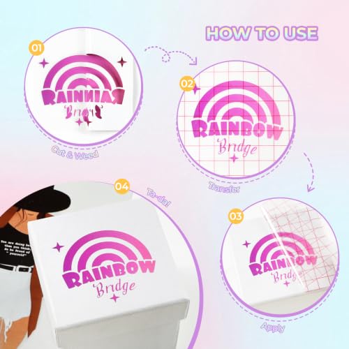 Image of HTVRONT Rainbow Permanent Vinyl 10 Sheets 12 inchx10 inch Gradient Adhesive Vinyl