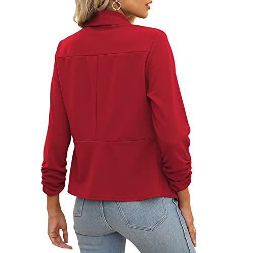POGTMM Women 3/4 Sleeve Blazer Open Front Cardigan Jacket Work Office Blazer