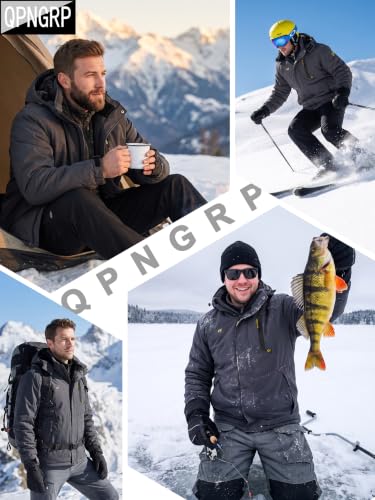 Image of QPNGRP Mens Waterproof Fleece Ski Jacket Windproof Winter Snow Coat