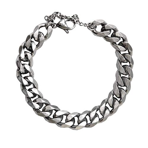 Handmade Silver Stainless Steel Cuban Link Chain Bracelet for Men, Minimalist Designer Jewelry by 'Valeno Jewelry'