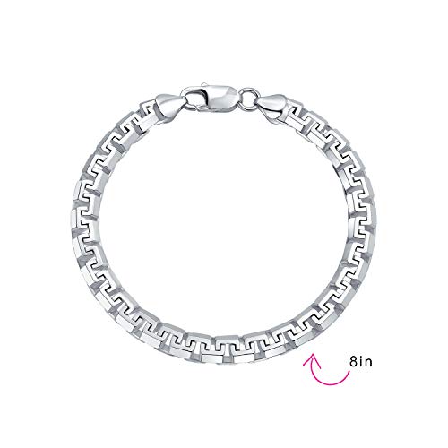 Men's Solid Heavy Thick Strong Franco Square Link Chain Bracelet For Men Teen .925 Sterling Silver Made In Italy 8.5 Inch #TOP2