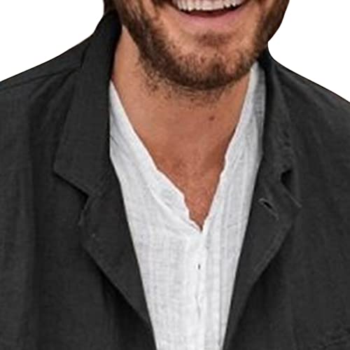 Men's Casual Linen Suits Blazer Lightweight Single Breasted Sport Coat 3 Button Notched Collar Suit Jacket2