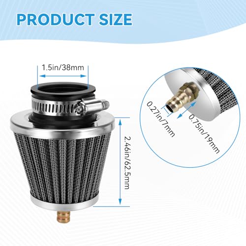 Image of EOPOAYI 38mm (1-1 /2 inch) Air Filter Compatible with Predator 212 196cc Coleman Mini Bike CT200U BT200X Baja Warrior MB200 KT196 Go Kart SSR125 Apollo Pit Dirt Bike GY6 50cc Taotao Scooter Moped ATV Parts