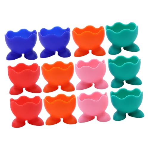LIFKOME 12Piezas Hueveras De Silicona Para Huevos Cocidos Utensilios De Cocina Color Aleatorio Rejilla Para Servir Huevos Cocidos Para Microondas y Cocción Al Vapor