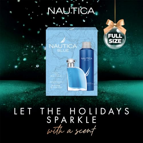 Image of Nautica Blue Giftset, 1.6 fl oz EDT + 5.9 oz Deodorizing Body Spray, Notes of Bergamot, Waterlily, Sandalwood, Men's Fragrance, Long Lasting, Everyday Fragrance