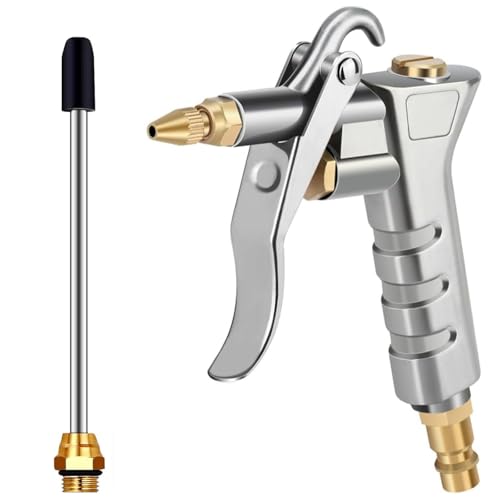 エアダスターガン エア工具用ダスタ エアーブローガン ロングノズル搭載 上・下コネクション エアーガン 軽量 握りやすい 増風ノズル 車内清掃 家具洗浄 電気除塵