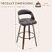 AQG Swivel Bar stools Set of 4 Bar Chairs 26" Counter Height Mid-Century Modern Bentwood Barstool PU Leather Upholstered Bar Chair with Back and Footrest, for Bar, Cafe, Dining, Kitchen Island, Brown