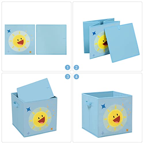 Miniatura 5 de Songmics Cajas De Almacenaje, Juego De 3, Organizadoras De Juguetes, Cubos Plegables Con Asas, Para Habitación De Niños, Sala De Juegos, 30 X 30 X 30 Cm, Tema Del Espacio, Azul, Verde Y Rosa Rfb001y03