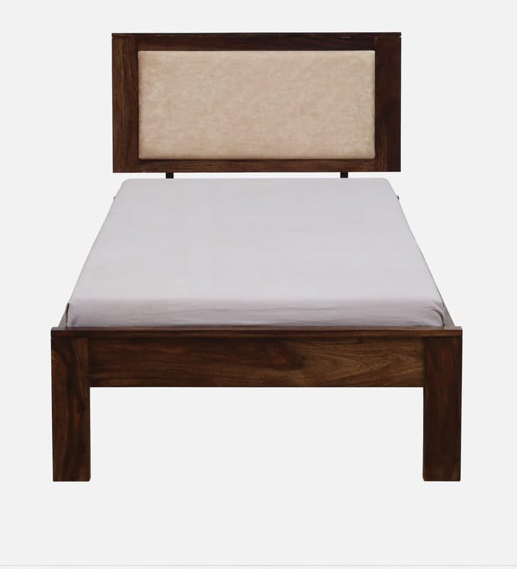 Image of Solid Sheesham Wood Pearl Single Bed Without Storage | Wooden Single Bed Cot Palang Furniture for Bedroom Living Room Home and Hotel (Provincial Teak Finish)