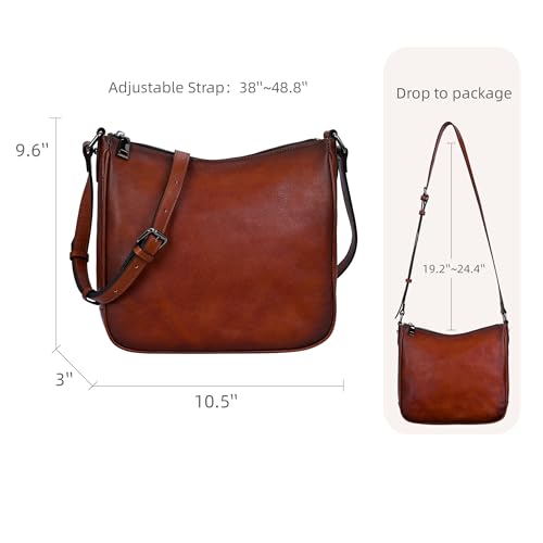 Bolso cruzado de cuero para mujer ajustable color marrón miniatura 4