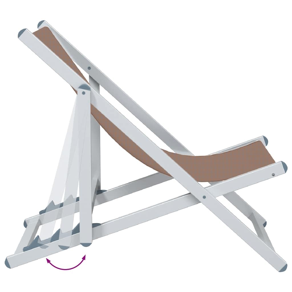 Składane krzesła plażowe, 2 sztuki, brązowe, aluminium, tekstylen