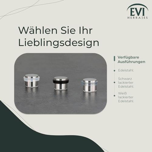 Klebe-Türstopper | 28 x 20 mm | Weißer Gummi aus Natursilikon | Edelstahl AISI 304 Finish Matt | Sehr gute Haftung | 100% zweckmäßig | Mod. I-163-B| EVI Herrajes